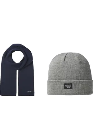 JACK & JONES JACDNA KNIT SCARF NOOS NAVY BLAZER JACDNA BEANIE NOOS GREY MELANGE