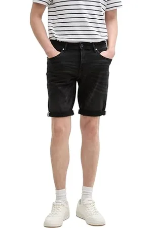 TOM TAILOR TTJOSH Regular Slim Jeans Shorts, Black Black Denim, 29