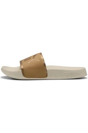 PUMA Damen Leadcat 2.0 Aqua Metallics Schiebe-Sandalen, Alpine Snow Gold-Light Sand, 39 EU
