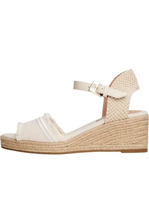 Tommy Hilfiger Damen Fringe Canvas Medium Wedge Fw0fw08879 Keil-Espadrilles, Beige (Muslin), 39 EU