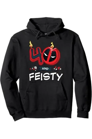 Marvel Deadpool 40th Birthday Party "40 and Feisty" Funny Pullover Hoodie