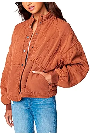 BLANK NYC Damen Luxus Bekleidung Tencel Drop Shoulder Steppjacke, Rost, M