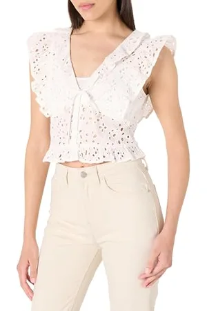 THE DROP Margo Tie Front Ruffle Detail Sleeveless Blouse Blusen, , 4XL Große Größen