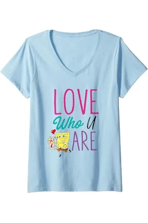 Spongebob Damen Sponge Bob - Gary Love Who You Are T-Shirt mit V-Ausschnitt
