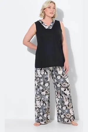 Ulla Popken Damen große Größen Übergrößen Plus Size Pyjama, Palmes Spring