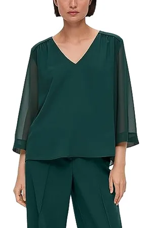 QS by s.Oliver Damen Bluse 3/4 Arm Green 34