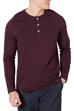 Amazon Herren Langärmeliges Henley-Shirt, Schmale Passform, , S