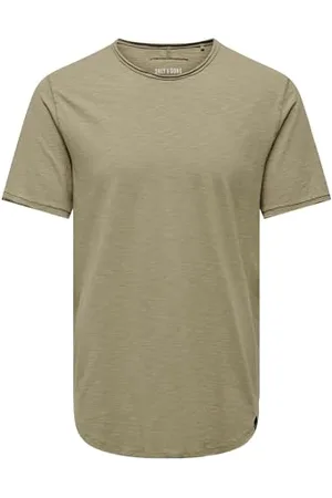 Only & Sons Herren O&S Rundhals T-Shirt Langes Einfarbiges Kurzarm Shirt Basic Shortsleeve aus Baumwolle ONSBENNE