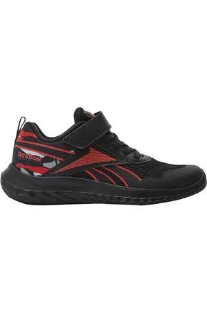 Reebok Rush Runner 5 Elastic LACE & TOP Strap Sneaker, Black/ENERGYRED/GREY3, 31.5 EU