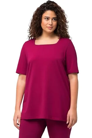 Ulla Popken Damen große Größen Übergrößen Plus Size T-Shirt, A-Linie, Carree-Ausschnitt, Halbarm
