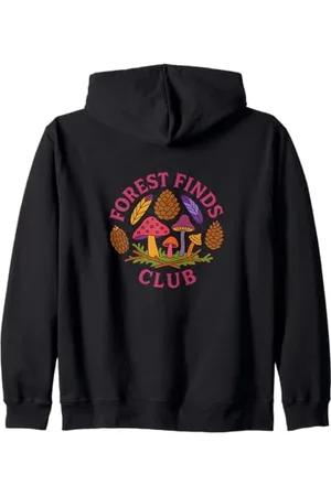 Cat Snugg Forest Finds Club Illustration Wandern Kunstwerk Kapuzenjacke