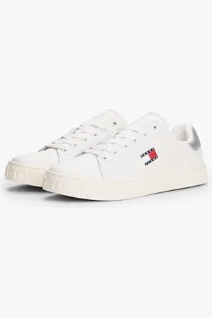 Tommy Hilfiger Damen (New) Tjw Logo Sneaker ESS En0en02703 Low Top, White (Ecru/Silver), 40 EU