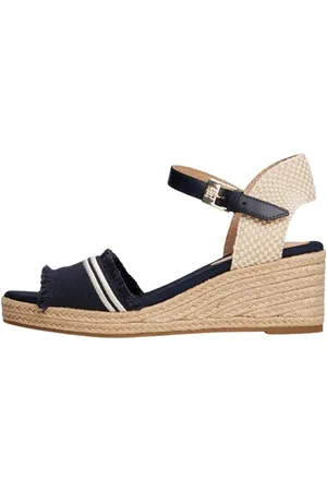 Tommy Hilfiger Damen Fringe Canvas Medium Wedge Fw0fw08879 Keil-Espadrilles, Blue (Space Blue), 39 EU