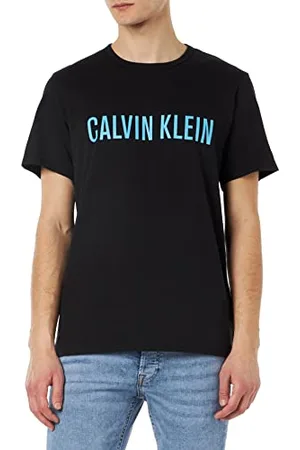 Calvin Klein Herren T-Shirt Kurzarm Rundhalsausschnitt, Schwarz (Black W/Signature Blue), L