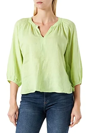 Gerry Weber Damen 3/4 Arm Leinenbluse mit Ballonärmeln 3/4 Arm, Ballonärmel, Raglanarm unifarben 38