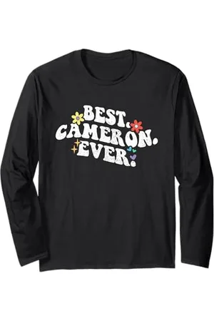 Personalized Name Mothers Day outfit For Women Retro Groovy Best Cameron Ever Vorname Muttertag Mädchen Langarmshirt