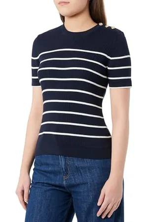 GANT Damen Ribbed Breton C-Neck Pullover, , S