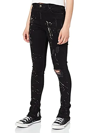 Gianni Kavanagh Damen Black Bleach Splatter Mom Jeans, , M