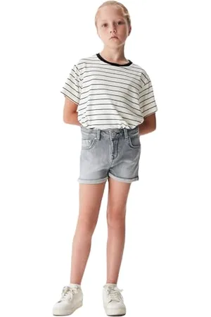 LTB Shorts für Mädchen Judie G Bermudas Slim Mittlere Taille mit Reißverschluss in Grau aus Baumwollmischung - Größe 104CM