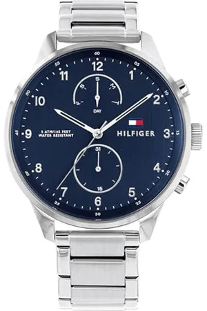 Tommy Hilfiger Multi Zifferblatt Quarz Uhr für Herren mit Silbernes Edelstahlarmband - 1791575