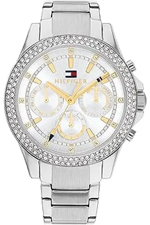 Tommy Hilfiger Multi Zifferblatt Quarz Uhr für Damen mit Silbernes Edelstahlarmband - 1782677