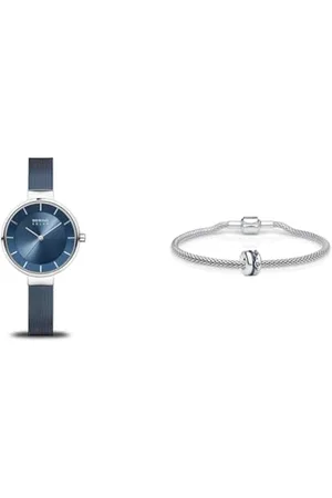 Bering Damen Uhr Solar Movement mit Edelstahl und Saphirglas 14631-307 und Damen Armbänder in Silber- Arctic Symphony Collection mit Edelstahl - BMY5-S-ME-190
