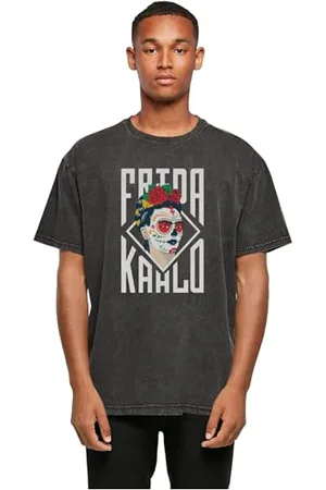 Merchcode Herren T-Shirt Frida Kahlo - Lettering Acid Washed Heavy Oversize Tee, Oversized Fit, Cotton 100%, XL