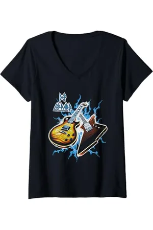 Def Leppard Damen Offizielle Amazon Exclusive Guitar Tour 2025 T-Shirt mit V-Ausschnitt