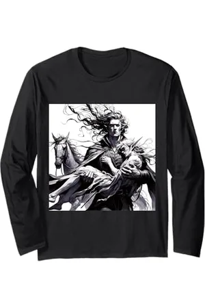 Steampunk Cool Vintage Creations Fantasy Warrior hält Mädchen in der Hand Langarmshirt