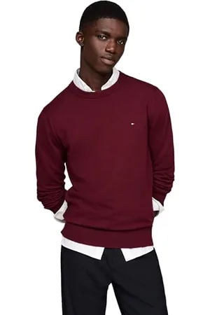 Tommy Hilfiger Herren Pullover Crew Neck Regular Fit, Rot (Deep Rouge), XXL