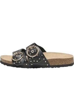 ONLY Damen Onlmaxi-15 Pu Studs Buckle Sandal, Black, 36 EU