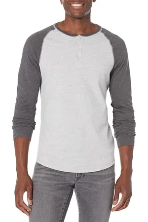 Amazon Herren Langärmeliges Henley-Shirt, Schmale Passform, , S