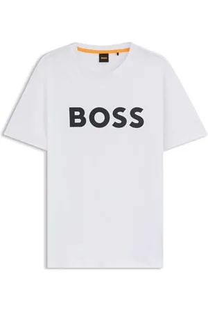 HUGO BOSS BOSS Herren Thinking 1 T-Shirt aus Baumwoll-Jersey mit gummiertem Logo-Print Weiß XL