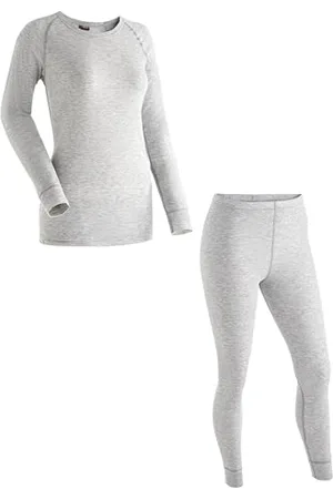 Maier Sports Lena, Damen Wäsche-Set, Hochwertiges Wäsche-Set für kalte Wintertage beim Skifahren oder eisige Wandertouren, dryprotec Technologie, Atmungsaktiv, Weiß/Melange, XXL