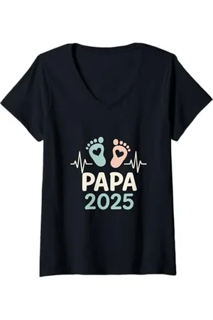 Ralph Lauren Damen Papa 2025 - Vatertag Geburt Vater Papa Nachwuchs T-Shirt mit V-Ausschnitt