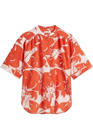 Marc O’ Polo Marc OߴPolo Damen Kurzarmbluse mit Allover-Print leicht, Mehrfarbig , 36