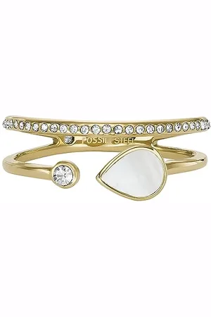 Fossil Damenring, Teardrop Weißer Perlmutt Prestack Ring