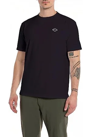 Replay Herren T-Shirt Kurzarm Rundhalsausschnitt mit Super Stretch, (Blau), S