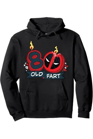 Marvel Deadpool 80th Birthday Party "80 Old Fart" Funny Pullover Hoodie