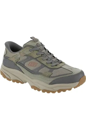 Skechers Herren Vigor at Hands Free Slip-in Sneaker Wanderschuh, Olivgrün/Grau, 48.5 EU