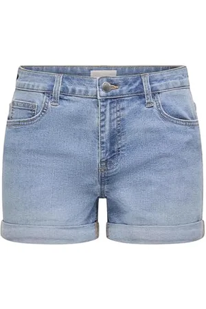 JDY Damen Jeansshorts mit Umschlag und klassischem Five-Pocket-Design, Farben: , Größe:M