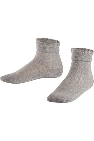 Falke Unisex Kinder Socken Romantic Net, Baumwolle, 1 Paar, Grau (Concrete Mel. 3615), 35-38