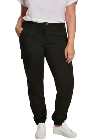 Urban classics Damen Ladies High Waist Cargo Pants Hose, Black, 30