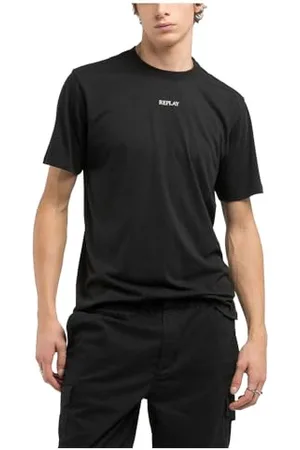 Replay Herren T-Shirt Kurzarm Basic, Schwarz (Black 098), M