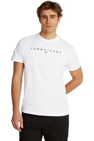 Tommy Hilfiger TJM Reg Linear Logo Tee EXT Kurzarm-T-Shirt, Herren, Weiß (White), XL