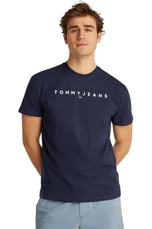 Tommy Hilfiger TJM Reg Linear Logo Tee EXT Kurzarm-T-Shirt, Herren, Blau (Dark Night Navy), Xs