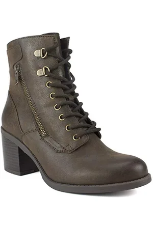 White Mountain Damen Dorian Lace Up Boot Mode-Stiefel, Dunkelbraun/Stoff, 39.5 EU Weit