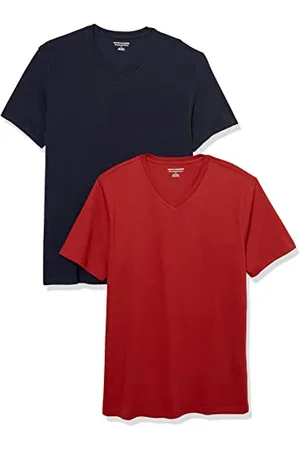Amazon Herren T-Shirt mit kurzen Ärmeln, V-Ausschnitt und schmaler Passform, 2er-Pack, , S