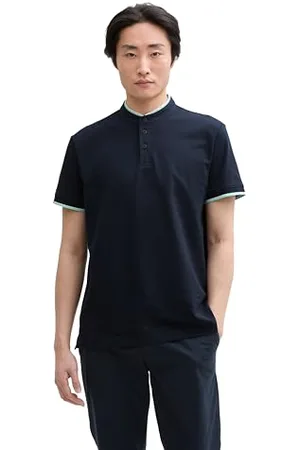 TOM TAILOR T-Shirt in Melange-Optik, Navy Mint Space dye, XL