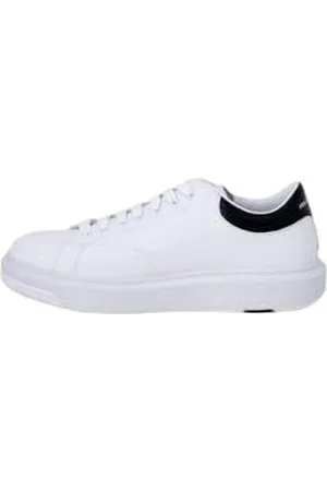 Armani Exchange Herren Leather, Simple Look, Back Printed Logo Sneaker, OP.White+Black, 43 EU
